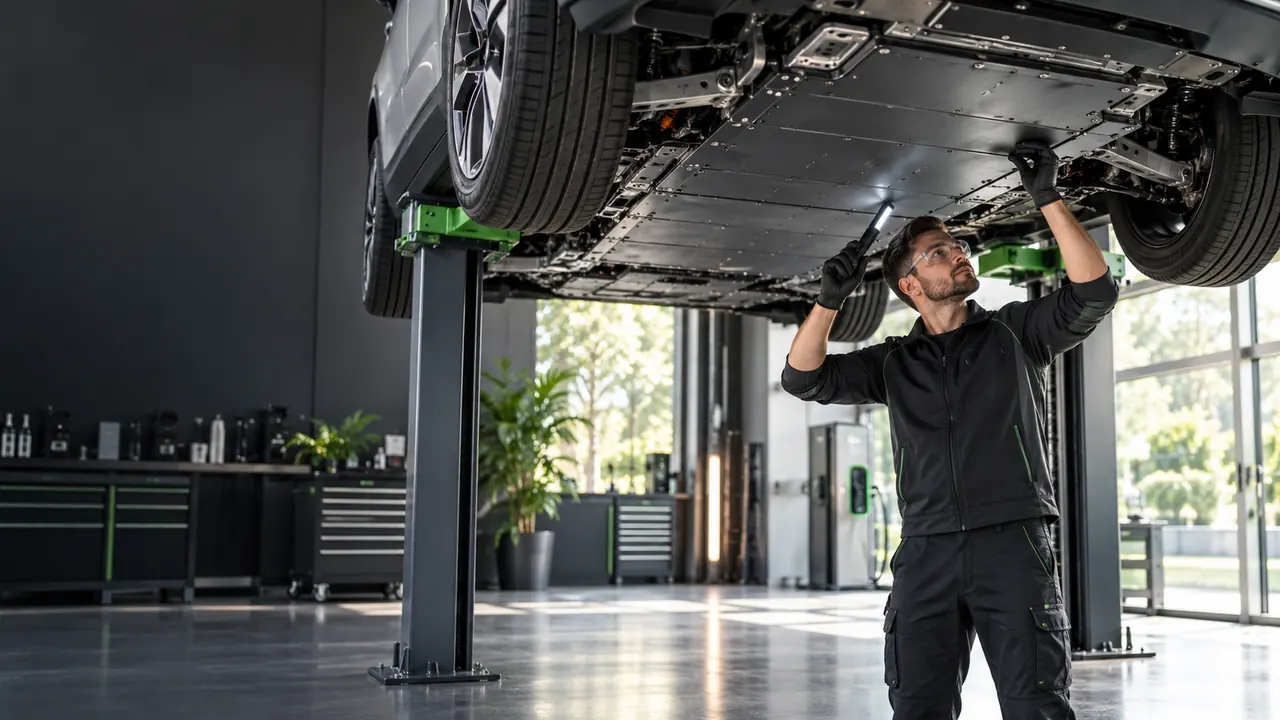 EV Servicing workshop illustration