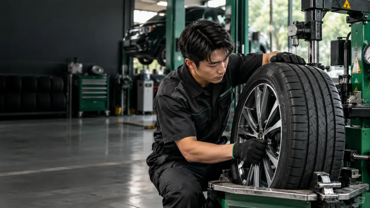 Tyres & Wheel Alignment workshop illustration